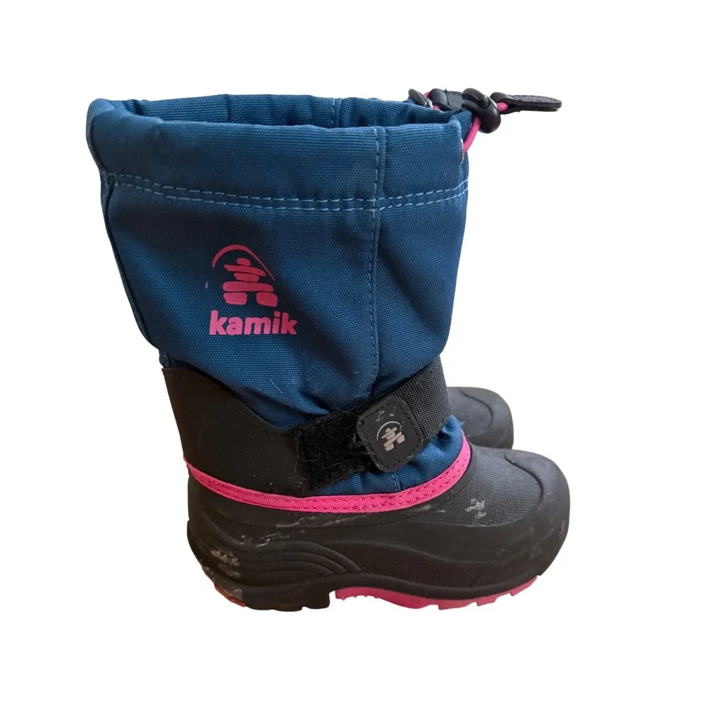 Kamik Kids Snow Boots Blue Pink Waterproof Winter Boots Size 10 Toddler‎